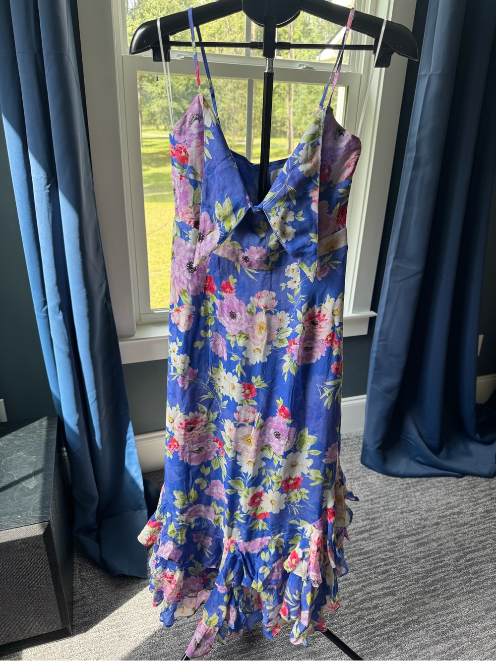 Yumi Kim NWT Carmela Maxi Dress Size Medium Miami Magic Royal Blue Ruffle